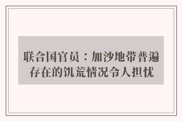 联合国官员：加沙地带普遍存在的饥荒情况令人担忧